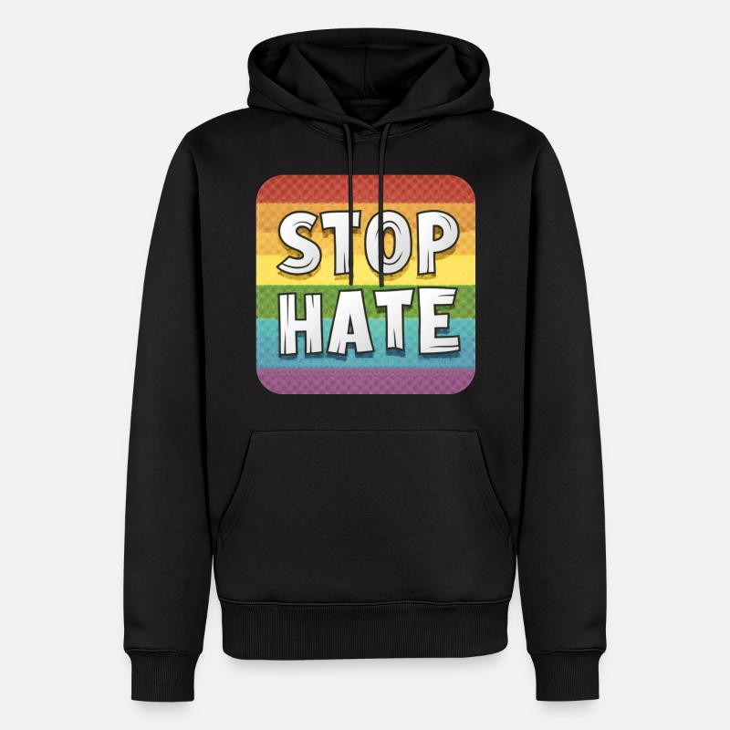 LGBTQ Stop Hate - Männer Premium Bio Hoodie - Schwarz