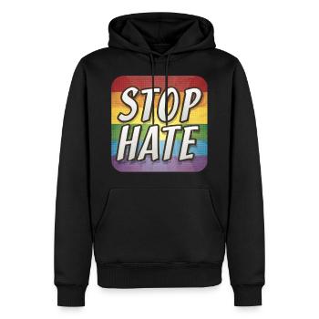 LGBTQ Stop Hate - Männer Premium Bio Hoodie - Schwarz - Vorne - Nico (187cm)