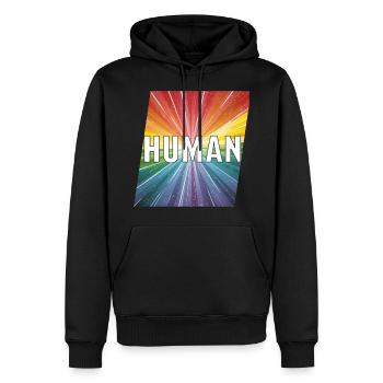 Humain LGBTQ - Sweat à capuche Premium bio Homme - noir - Devant - Nico (187cm)