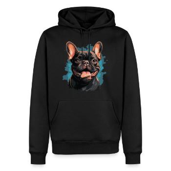 Bouledogue français - Sweat à capuche Premium bio Homme - noir - Devant - Nico (187cm)