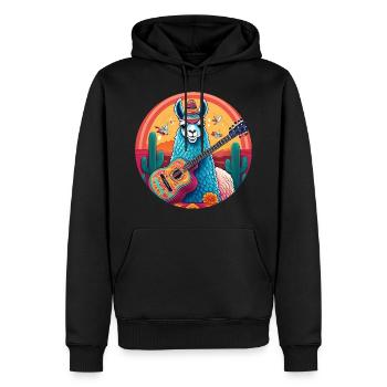 5 de Mayo Party Drinko de Mayo Lama and Guitar - Men’s Premium Organic Hoodie - black - Front - Nico (187cm)