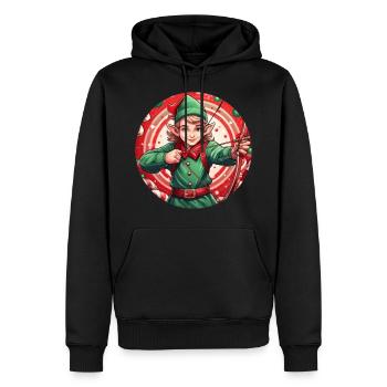 Weihnachtself Bogenschießen - Männer Premium Bio Hoodie - Schwarz - Vorne - Nico (187cm)