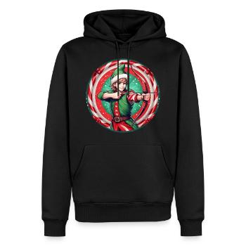 Weihnachtself Bogenschießen - Männer Premium Bio Hoodie - Schwarz - Vorne - Nico (187cm)