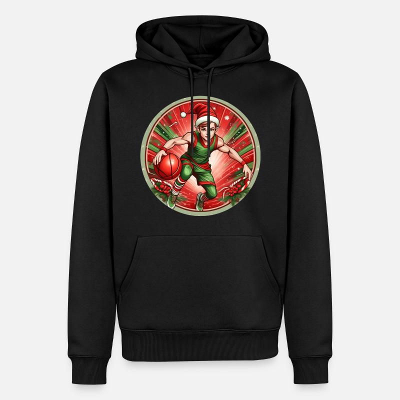 Basket-ball elfe de Noël - Sweat à capuche Premium bio Homme - noir