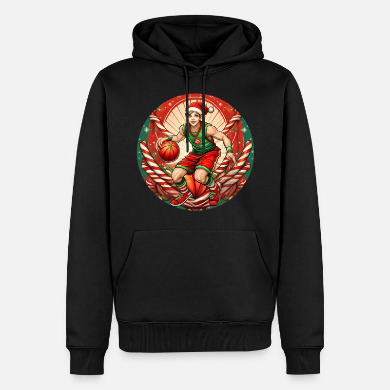 Basket-ball elfe de Noël - Sweat à capuche Premium bio Homme - noir