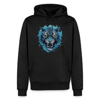Tigre - Sweat à capuche Premium bio Homme - noir - Devant - Nico (187cm)