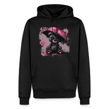 Niedlicher Teddybär mit Regenschirm - Männer Premium Bio Hoodie - Schwarz - Vorne - Nico (187cm)