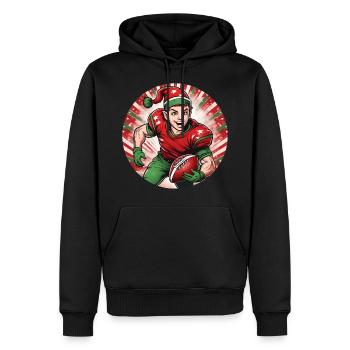 Elfe de Noël Football Américain - Sweat à capuche Premium bio Homme - noir - Devant - Nico (187cm)