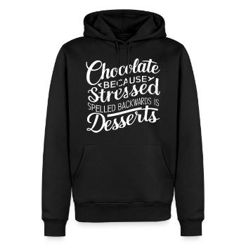 Desserts au chocolat Stress Citation de dessert drôle - Sweat à capuche Premium bio Homme - noir - Devant - Nico (187cm)