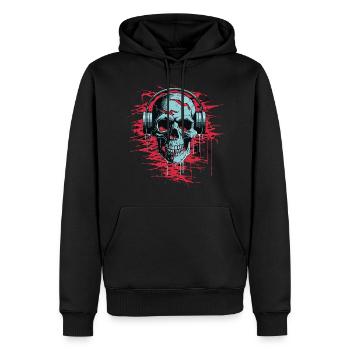 Zombie Skull Disc Jockey - Sweat à capuche Premium bio Homme - noir - Devant - Nico (187cm)