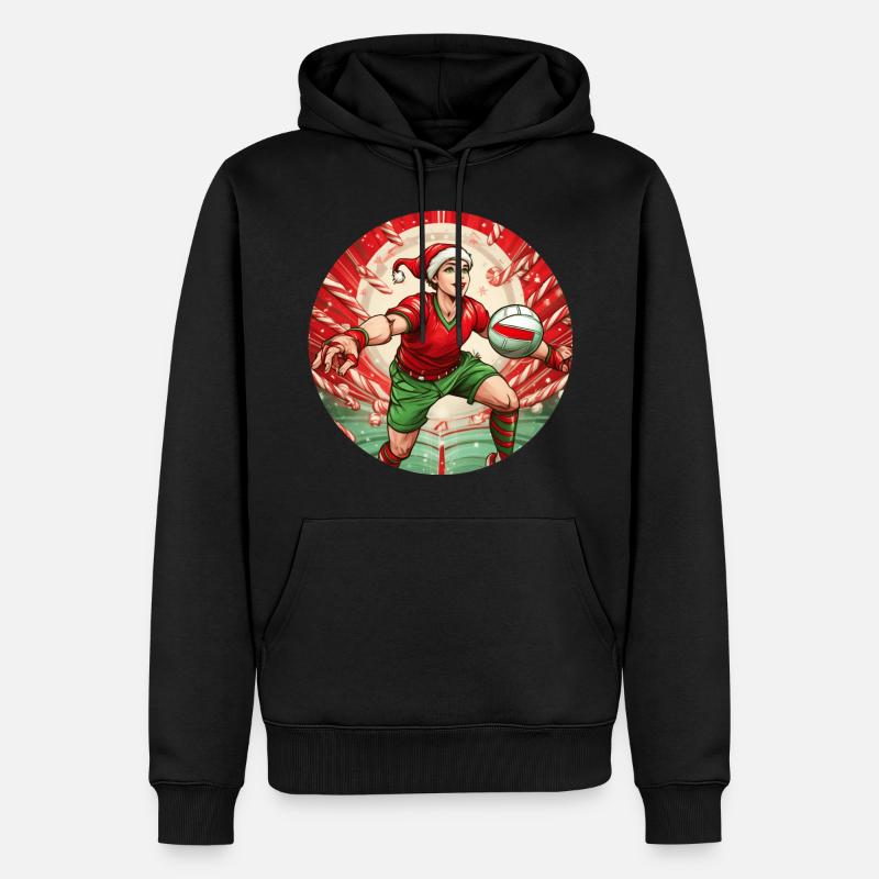 Volley-ball des elfes de Noël - Sweat à capuche Premium bio Homme - noir