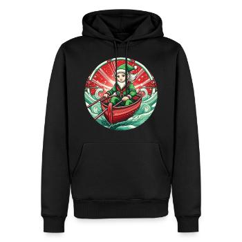 Aviron de lutin de Noël - Sweat à capuche Premium bio Homme - noir - Devant - Nico (187cm)