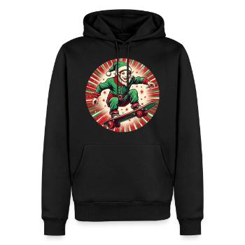 Christmas Elf Skateboarding - Men’s Premium Organic Hoodie - black - Front - Nico (187cm)