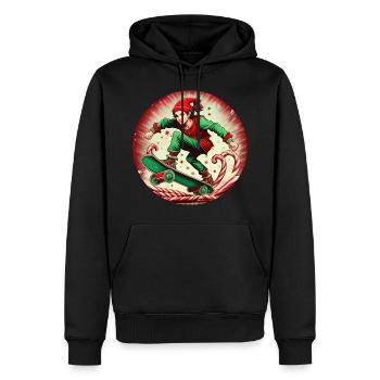 Christmas Elf Skateboarding - Men’s Premium Organic Hoodie - black - Front - Nico (187cm)