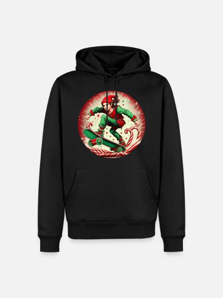 Christmas Elf Skateboarding - Men’s Premium Organic Hoodie - black