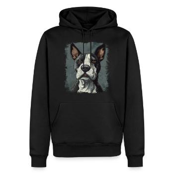 Bull terrier - Sweat à capuche Premium bio Homme - noir - Devant - Nico (187cm)