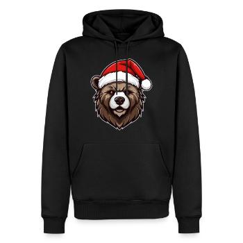 Christmas teddy bear in a bad mood - Men’s Premium Organic Hoodie - black - Front - Nico (187cm)