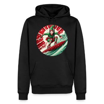 Weihnachtself Beim Surfen - Männer Premium Bio Hoodie - Schwarz - Vorne - Nico (187cm)