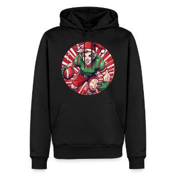 Christmas Elf Rugby - Männer Premium Bio Hoodie - Schwarz - Vorne - Nico (187cm)