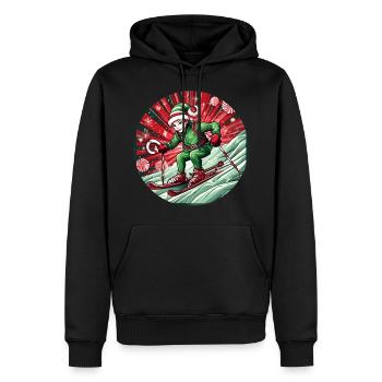 Christmas Elf Skiing - Men’s Premium Organic Hoodie - black - Front - Nico (187cm)