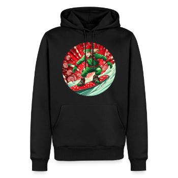 Christmas Elf Snowboarding - Men’s Premium Organic Hoodie - black - Front - Nico (187cm)
