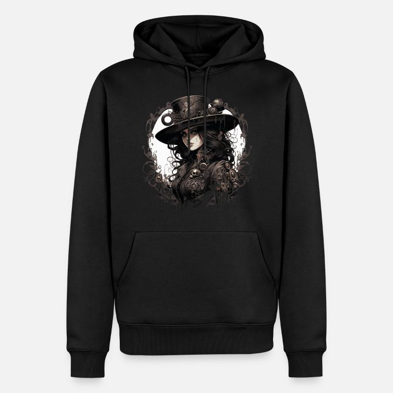 Emo Cowboy Steampunk Mädchen - Männer Premium Bio Hoodie - Schwarz