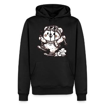 Cute Skier Bear - Männer Premium Bio Hoodie - Schwarz - Vorne - Nico (187cm)