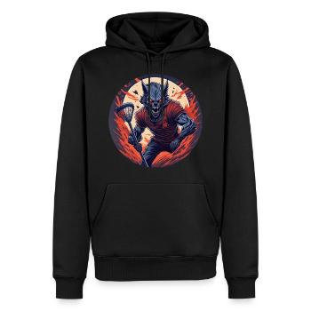 Gruseliges Halloween-partykostüm Werwolf Lacrosse - Männer Premium Bio Hoodie - Schwarz - Vorne - Nico (187cm)