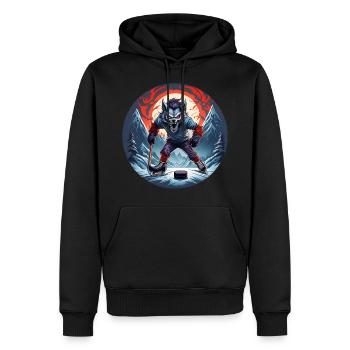 Effrayant costume de fête d’Halloween loup-garou hockey sur glace - Sweat à capuche Premium bio Homme - noir - Devant - Nico (187cm)