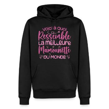 Cadeau Meilleure Mamounette - Cadeau Mamounette - Sweat à capuche Premium bio Homme - noir - Devant - Nico (187cm)