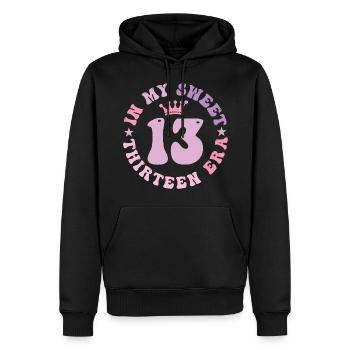 In My Sweet Thirteen Era 13th Birthday Groovy 13th - Men’s Premium Organic Hoodie - black - Front - Nico (187cm)