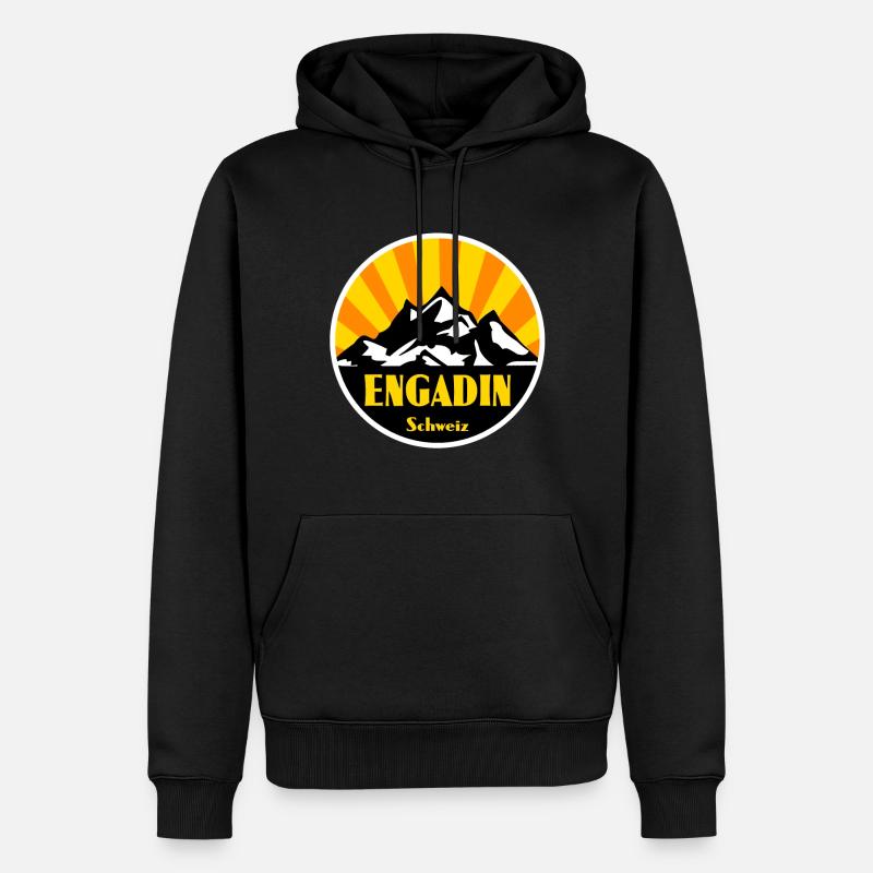 Engadin - Männer Premium Bio Hoodie - Schwarz