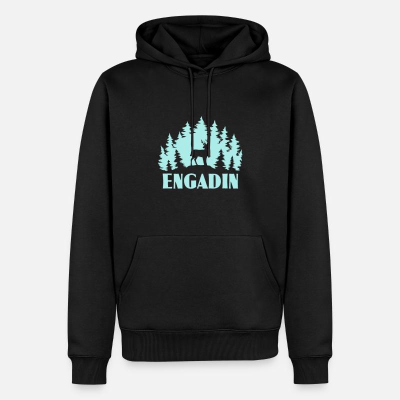 Engadin - Männer Premium Bio Hoodie - Schwarz