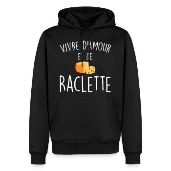 Leben von Liebe und Raclette - Männer Premium Bio Hoodie - Schwarz - Vorne - Nico (187cm)