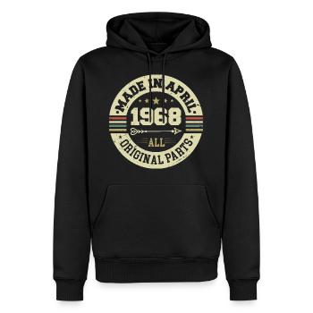Anniversaire avril 1968 - Cadeau d’anniversaire 57 - Sweat à capuche Premium bio Homme - noir - Devant - Nico (187cm)