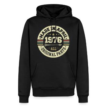 Anniversaire avril 1976 - Cadeau d’anniversaire 49 - Sweat à capuche Premium bio Homme - noir - Devant - Nico (187cm)