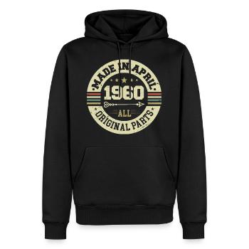 Anniversaire avril 1960 - Cadeau d’anniversaire 65 - Sweat à capuche Premium bio Homme - noir - Devant - Nico (187cm)