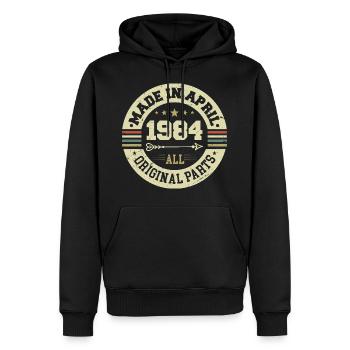 Geburtstag april 1984 - Geschenk zum 41.Geburtstag - Männer Premium Bio Hoodie - Schwarz - Vorne - Nico (187cm)