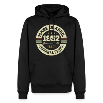 Anniversaire avril 1952 - Cadeau d’anniversaire 73 - Sweat à capuche Premium bio Homme - noir - Devant - Nico (187cm)