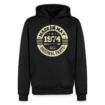 May 1974 Anniversary May 1974 Birthday May 1974 - Men’s Premium Organic Hoodie - black - Front - Nico (187cm)