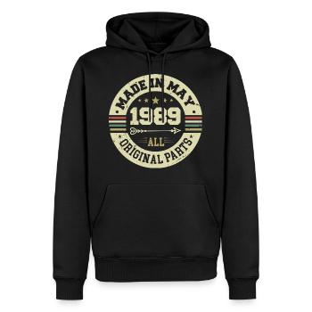Mai 1989 Jahrestag Mai 1989 Geburtstag May 1989 - Männer Premium Bio Hoodie - Schwarz - Vorne - Nico (187cm)