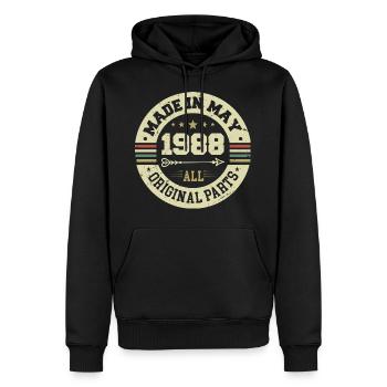 Mai 1988 Anniversaire Mai 1988 Anniversaire Mai 1988 - Sweat à capuche Premium bio Homme - noir - Devant - Nico (187cm)