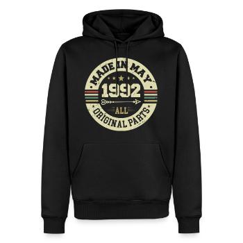 Mai 1992 Anniversaire Mai 1992 Anniversaire Mai 1992 - Sweat à capuche Premium bio Homme - noir - Devant - Nico (187cm)