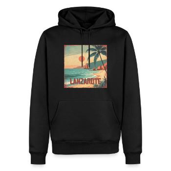 Lanzarote - Männer Premium Bio Hoodie - Schwarz - Vorne - Nico (187cm)