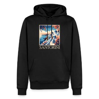 Santorini - Männer Premium Bio Hoodie - Schwarz - Vorne - Nico (187cm)