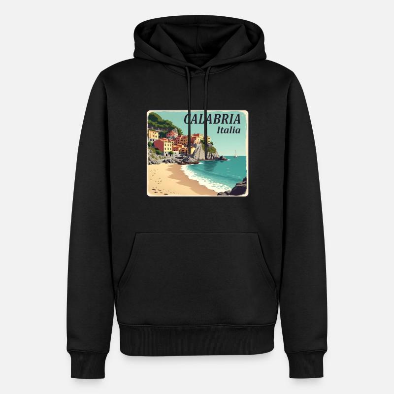 Situation côtière de la Calabre - Sweat à capuche Premium bio Homme - noir