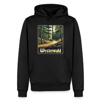 Westerwald Waldweg - Männer Premium Bio Hoodie - Schwarz - Vorne - Nico (187cm)