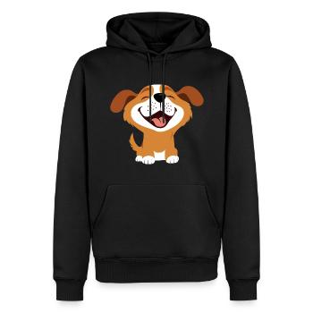 Chien qui rit - Sweat à capuche Premium bio Homme - noir - Devant - Nico (187cm)