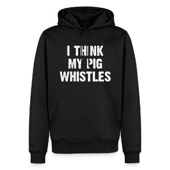 Je pense que mon cochon siffle - Sweat à capuche Premium bio Homme - noir - Devant - Nico (187cm)