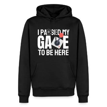 Ich habe mein Spiel pausiert, um hier zu sein, Consol Gaming Geschenk - Männer Premium Bio Hoodie - Schwarz - Vorne - Nico (187cm)
